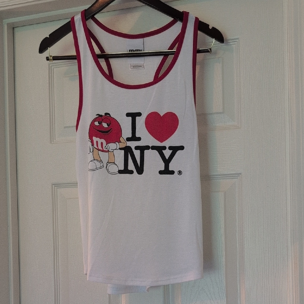 M&M'S White Tank Top with Red Graphic
